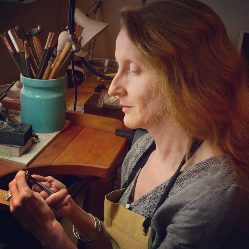 Lois working at her bench