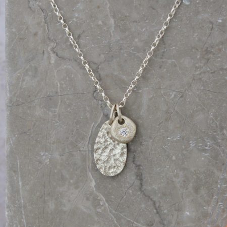 Texture Tag Silver Charm Necklace