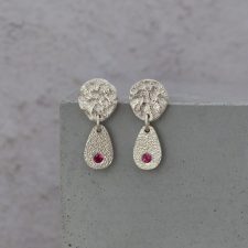 Rubelite Mini-Drop Silver Earrings