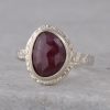 Rose-Cut Red Sapphire Silver Ring