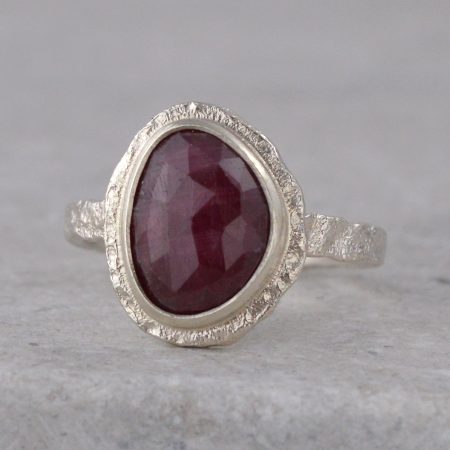 Rose-Cut Red Sapphire Silver Ring